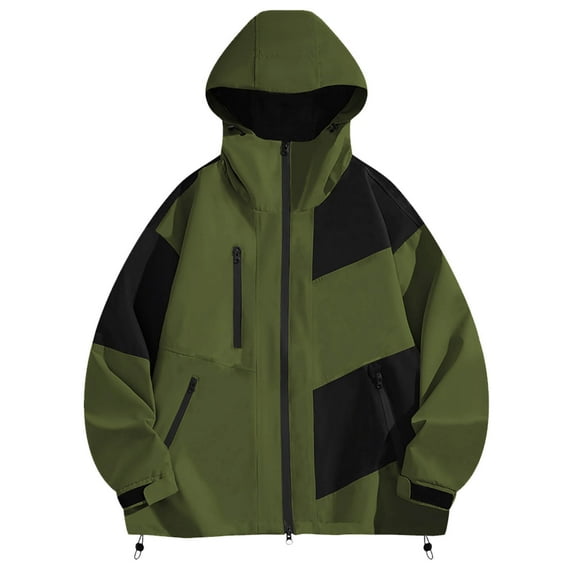 WREESH Fashion Winter Jacket Men'S Spring and Charge Coat Thin Outdoor Mountaineering and Riding Windproof Work Coat Olive Green