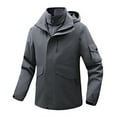 thumbnail image 1 of WREESH Fashion Winter Jacket Men'S Stitching Drawstring Hooded Slim Jacket Coat Outwear Gray, 1 of 9