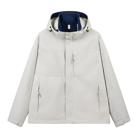 WREESH Fashion Winter Jacket Men'S Stitching Drawstring Hooded Slim Jacket Coat Outwear Khaki
