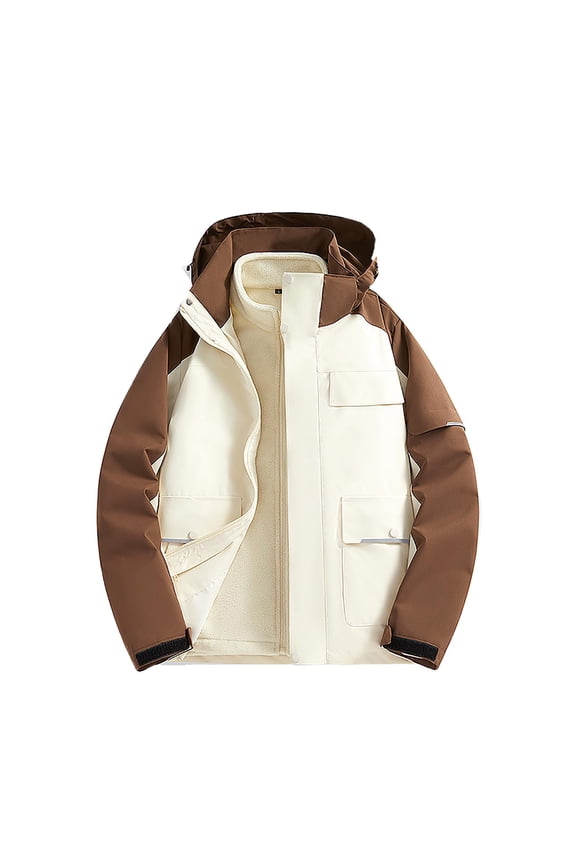 Fashion Winter Jacket Men'S Stitching Drawstring Hooded Slim Jacket Coat Outwear White