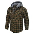 thumbnail image 1 of WREESH Fashion Winter Jacket Men'S Winter Checkered Design with Button Pockets and Long Sleeved Hooded Casual Jacket Olive Green, 1 of 5