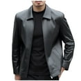 thumbnail image 1 of WREESH Fashion Winter Jacket Men Vintage Jacket Leather Long Sleeve Winter Stand Collar Club Coat Men'S Leather Jackets Casual Tops Black, 1 of 9