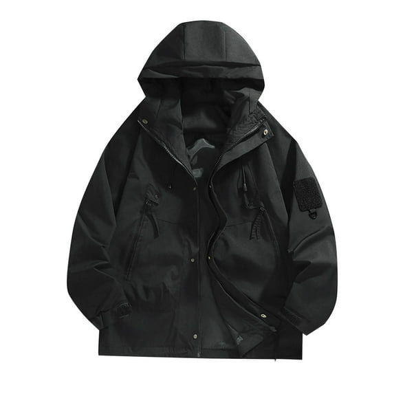 WREESH Fashion Winter Jacket Men and Women Same Style Interchange Jacket Jacket Work Clothes Outdoors Windbreaker Loose Coat Black