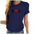 thumbnail image 1 of WREESH Fashion Women's Love Heart T-Shirts Casual Pullover Short Sleeve Graphic Tops Navy, 1 of 5