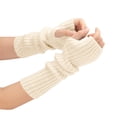 thumbnail image 1 of WREESH Fashion Women's Winter Warm Knit Fingerless Gloves Cozy and Warm for Chilly Days Beige, 1 of 5