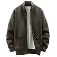 thumbnail image 1 of WREESH Fashion Zip-Up Sweater Jacket Men's Solid Color Knit Round Collar Cardigan Relaxed Zipper Sweater Coat Sweater Brown, 1 of 7