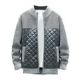 thumbnail image 1 of WREESH Fashion Zip-Up Sweater Jacket Men's Thickened Cardigan Sweater Jacket Stand Collar Colorblock Knitted Coat Long Sleeve Hoodless Casual Coat/Jacket Sweater Gray, 1 of 5