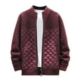 thumbnail image 1 of WREESH Fashion Zip-Up Sweater Jacket Men's Thickened Cardigan Sweater Jacket Stand Collar Colorblock Knitted Coat Long Sleeve Hoodless Casual Coat/Jacket Sweater Red, 1 of 1
