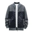 thumbnail image 1 of WREESH Fashion Zip-Up Sweater Jacket Men's Thickened Cardigan Sweater Jacket Stand Collar Colorblock Knitted Coat Long Sleeve Hoodless Casual Coat/Jacket Sweater Dark Gray, 1 of 4