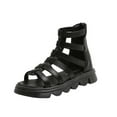 thumbnail image 1 of WREESH Girls Gladiator Sandals with Zip-Up Feature: Hollow Out Design for Soft-Soled, Casual Beach Sandals Black, 1 of 5