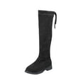 thumbnail image 1 of WREESH Girls' Suede Knee-High Boots with Zip-Up: New Fall/Winter Mid Size High Top Princess Over-Knee Cotton Boots Black, 1 of 9