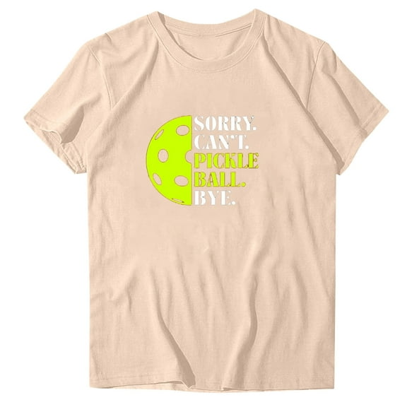 WREESH Graphic Print T-Shirt for Women Summer Crew Neck Short Sleeve Blouse Khaki