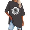 thumbnail image 1 of WREESH Graphic Printed Women's T-Shirts Oversized Loose Short Sleeve Blouses Gray, 1 of 4