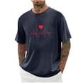 thumbnail image 1 of WREESH Graphic T-Shirts Valentine's Heart Printed Shirts for Men's Spring Summer Short Sleeve T-Shirts Navy, 1 of 4