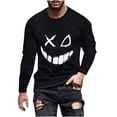 thumbnail image 1 of WREESH Halloween Long Sleeve Tops Fashionable Men's Printed Top with Long Sleeved Round Neck and Smiling Face Printed Top/Shirt Black, 1 of 5