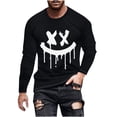 thumbnail image 1 of WREESH Halloween Long Sleeve Tops Fashionable Men's Printed Top with Long Sleeved Round Neck and Smiling Face Printed Top/Shirtx Black, 1 of 5
