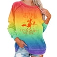 thumbnail image 1 of WREESH Halloween Sweatshirts Women Casual Full Sleeve Round Neck Tops Loose Blouse Print Graphic Sweatshirt Yellow, 1 of 5