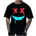 thumbnail image 1 of WREESH Halloween T-Shirts Summer Fashion Casual Men's Round Neck Printed T-Shirt Top Black, 1 of 5