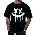 thumbnail image 1 of WREESH Halloween T-Shirts Summer Fashion Casual Men's Round Neck Printed T-Shirt Top Black, 1 of 5