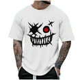thumbnail image 1 of WREESH Halloween T-Shirts Summer Fashion Casual Men's Round Neck Printed T-Shirt Top White, 1 of 5