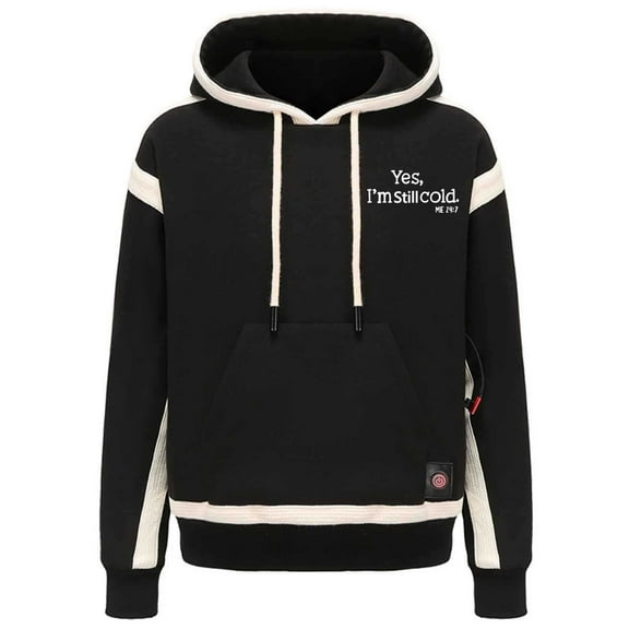 WREESH Heated Hoodie for Men Women Fashion Heating Loose Long Sleeve Thickening Hooded Sweatershirt Casual Tops Coat Black