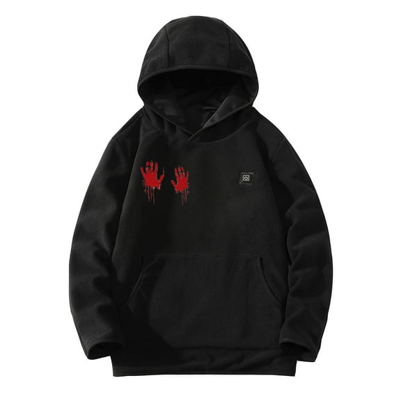 WREESH Heated Hoodie for Men Women Printed Single Control Seven Heating and Warmth Hoodie Black