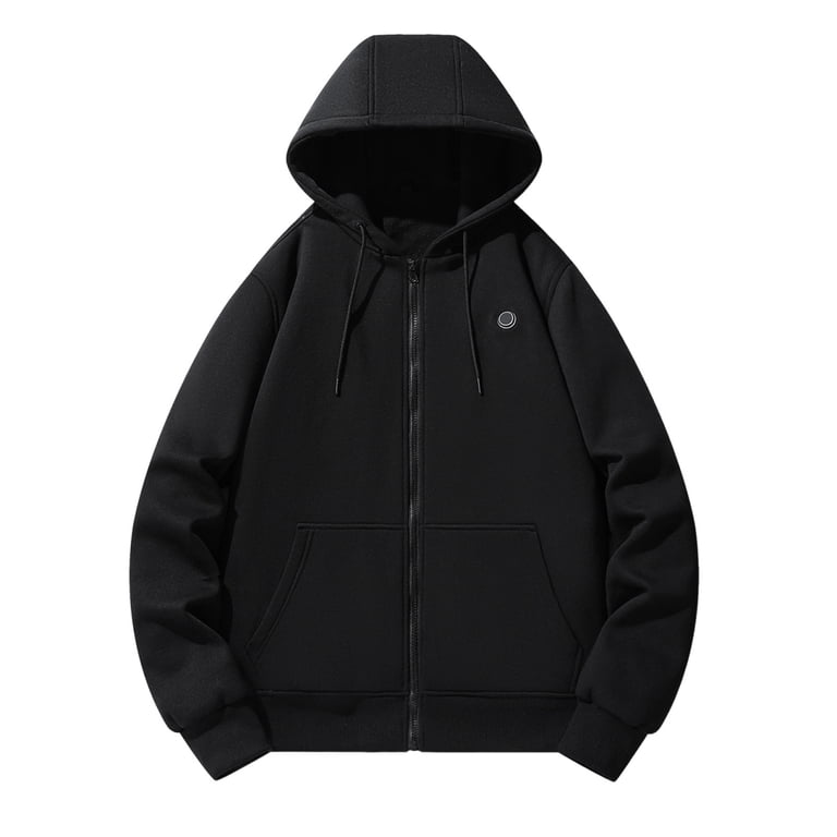 Bltiby Heated Punching Jacket For Men Women, Lightweight 4 Heating Areas Jackets Hoodies Long Sleeve Winter Casual Plus Size Coat With Pockets Black M