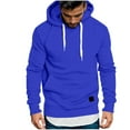 thumbnail image 1 of WREESH Hoodies for Men Solid Color Pullover Casual Fleece Long Sleeve Drawstring Hooded Sweatshrits with Pocket Blue, 1 of 5
