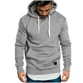 thumbnail image 1 of WREESH Hoodies for Men Solid Color Pullover Casual Fleece Long Sleeve Drawstring Hooded Sweatshrits with Pocket Gray, 1 of 5