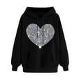 thumbnail image 1 of WREESH Hoodies for Women Graphic Valentine's Day Drawstring Sweatshirts with Long Sleeve Pullover for Cozy Style Black, 1 of 5