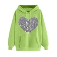 thumbnail image 1 of WREESH Hoodies for Women Graphic Valentine's Day Drawstring Sweatshirts with Long Sleeve Pullover for Cozy Style Green, 1 of 5