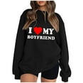thumbnail image 1 of WREESH I Love My Boyfirend Shirt for Women Fashion Sweatshirt Casual Crewneck Sweatshirt Letter Print Pullover Loose Fit Long Sleeve Tops Loose Blouse Casual Pullover Tops Sweatershirt Black, 1 of 4