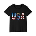thumbnail image 1 of WREESH Independence Day Cotton T-Shirts Fashion Cute Round Neck Print Tees for Toddler Kids Black, 1 of 5