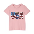 thumbnail image 1 of WREESH Independence Day Cotton T-Shirts Fashion Cute Round Neck Print Tees for Toddler Kids Pink, 1 of 5