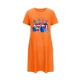 thumbnail image 1 of WREESH Independence Day Sleepwear Women's Short Nightgown with Patriotic Print Crew Neck T-Shirt Dress Orange, 1 of 7