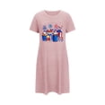 thumbnail image 1 of WREESH Independence Day Sleepwear Women's Short Nightgown with Patriotic Print Crew Neck T-Shirt Dress Pink, 1 of 7