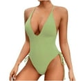 thumbnail image 1 of WREESH Women's High Cut One Piece Swimsuit Tummy Control - Cheeky Tie Side Bathing Suit Slim Swimwear for Women Summer 2025 Green, 1 of 6