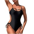 thumbnail image 1 of WREESH Women's Cut Out Back One Piece Swimsuit Tummy Control Bandage Monokini Fashion Swimwear Adjustable Straps Black, 1 of 7