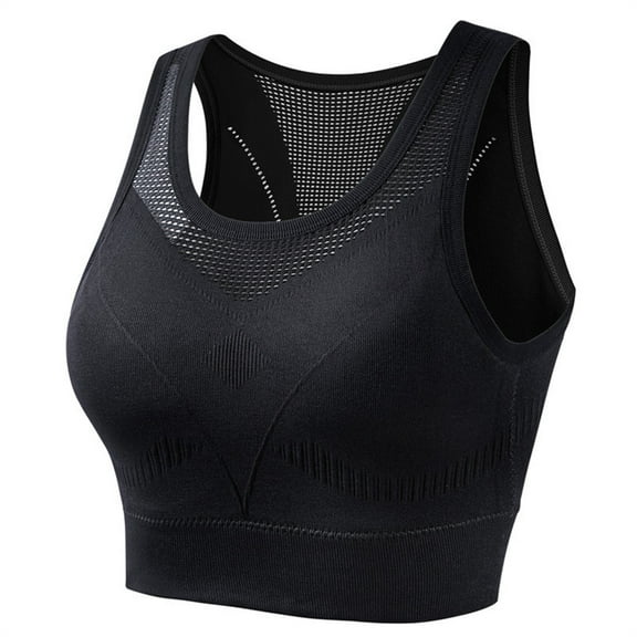 WREESH Longline Sports Bras for Women High Impact Workout Yoga Bras Wireless Padded Bras Quick Drying Crop Tank Tops Back Smoothing Bras Black