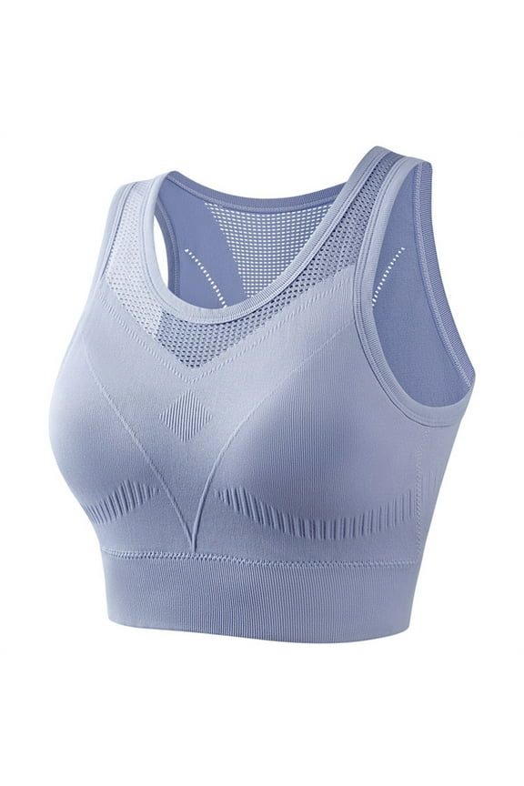 Longline Sports Bras for Women High Impact Workout Yoga Bras Wireless Padded Bras Quick Drying Crop Tank Tops Back Smoothing Bras Purple