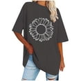 thumbnail image 1 of WREESH Loose Printed Women's T-Shirts Oversized Round-Neck Short Sleeve Blouses Gray, 1 of 5