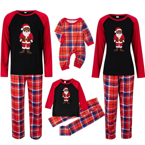 WREESH Matching Family Christmas Pajama Sets for Women 2 Piece Pants Set Fashion Christmas Man Daddy Plaid Print Blouse Tops+Pants Family Clothes Pajamas Red