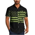 thumbnail image 1 of WREESH Men Summer Button Up Shirt American Flag Print Short Sleeve Casual Hawaiian Beach Shirt 4th of July with Pocket, 1 of 7