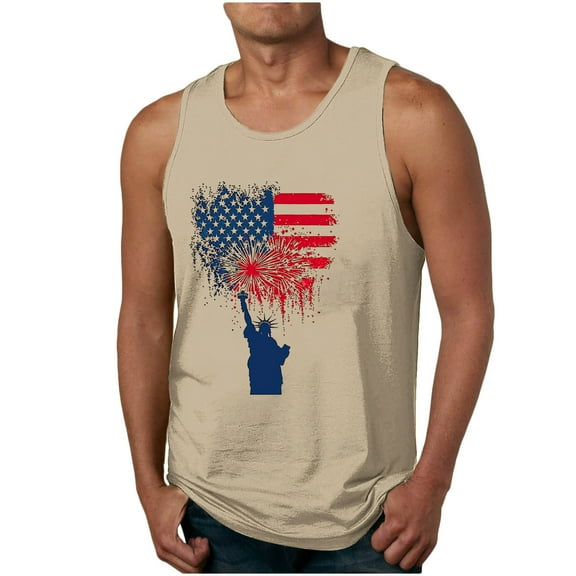 WREESH Men Summer Sleeveless Tank Top Patriotic Shirts Flag Muscle Shirt 4th of July Gym Workout Casual Tee