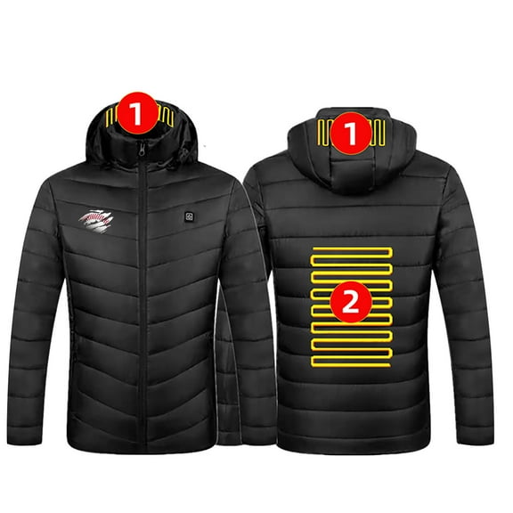 WREESH Men's 2-Zone Heated Jacket with Usb Charging & Long Sleeve - Lightweight Winter Hooded Coat for Casual Wear, Outdoor Activities, Cold Weather