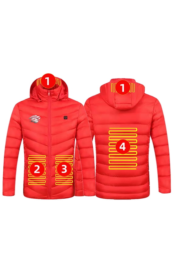 Men's 4-Zone Heated Jacket with Adjustable Heat Settings & Hood - Usb-Powered Winter Coat for Work, Hiking, Snow Sports - Windproof Thermal Outwear
