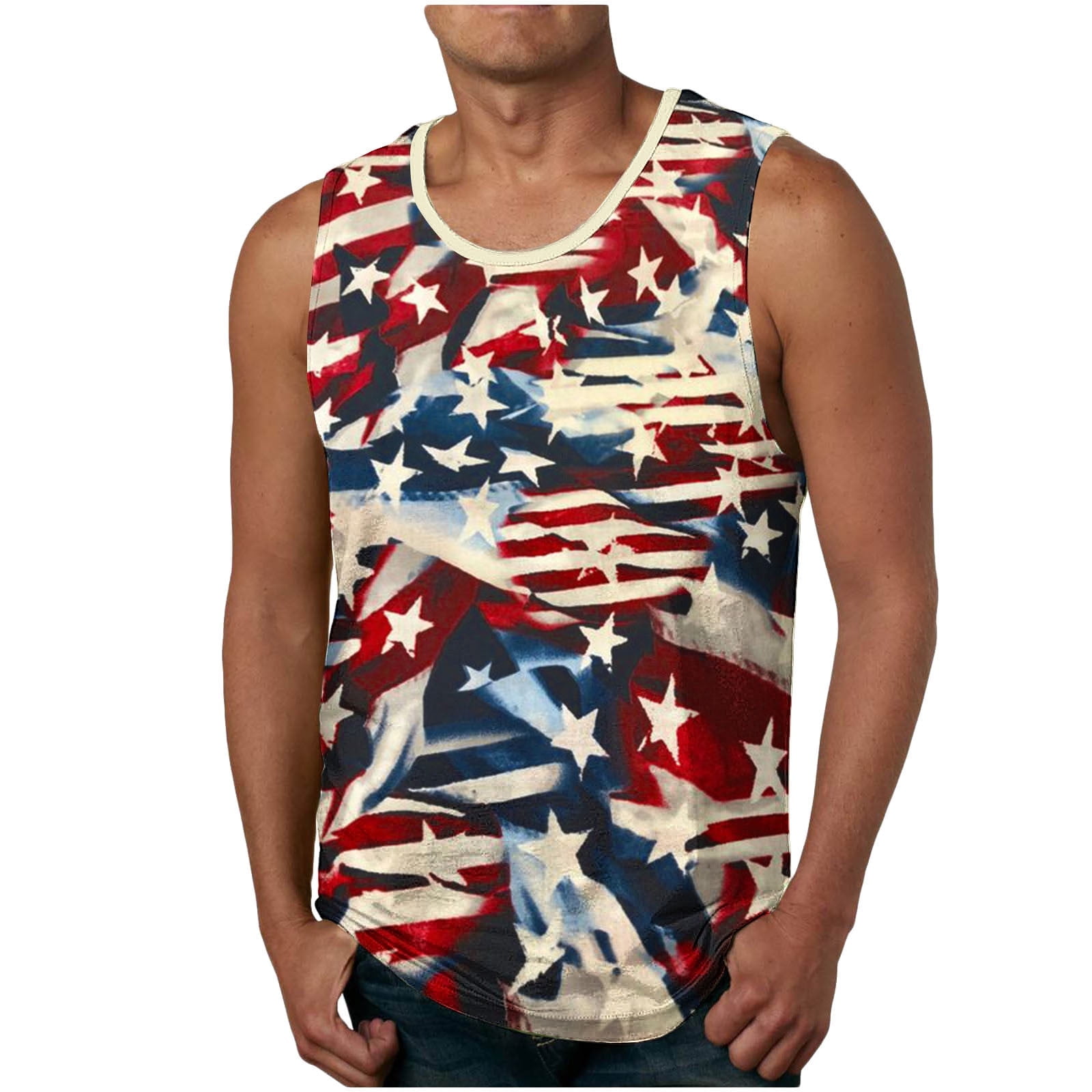 WREESH Men's 4Th of July Commemorative Tank Tops Usa Flag Print ...