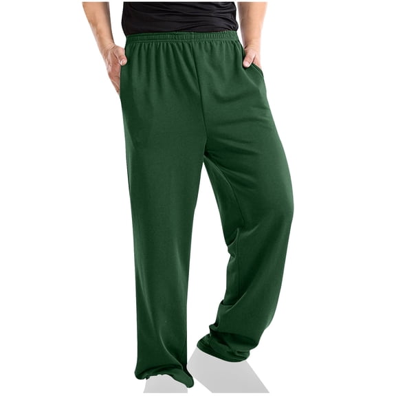 WREESH Men's Athletic-Fit Casual Stretch Pants Elastic-Waisted Solid Color Pocket Hoodie Pants Loose Tracksuit Pants Olive Green