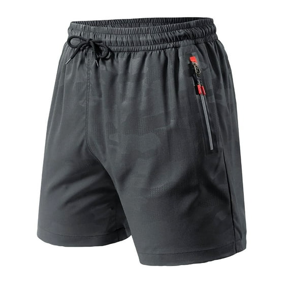 WREESH Men's Athletic Shorts Fashion Casual Camouflage Elastic Waist Drawstring Casual Fitness Sports Shorts Gray