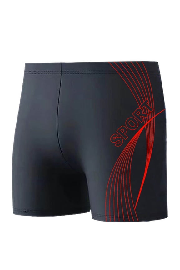 Men's Athletic Square Leg Swimsuit Jammers Sports Swim Trunks Quick-Drying Swim Shorts Solid Color Swimwear Quarter Pants Bathing Suits Red